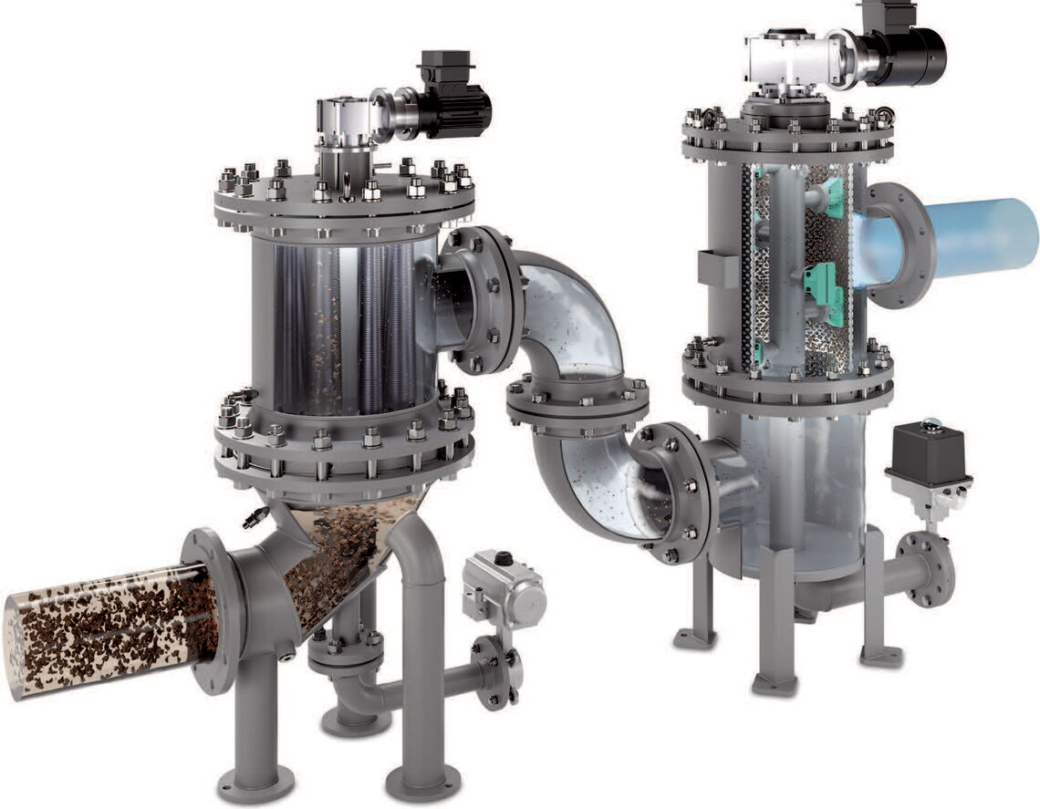 Das Bild zeigt moderne Wasserfilter in einem technischen System zur effizienten Wasseraufbereitung.