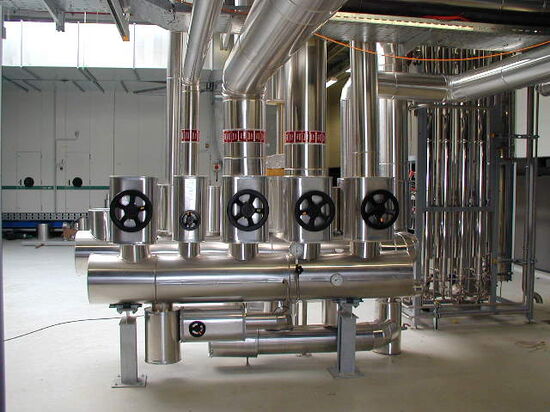 Neubau Werk 5 der Gambro Dialysatoren GmbH Hechingen, Apparate für Dampf, Kondensat, Heizwasser, Kalt- und Kühlwasser, Trinkwasser, Grauwasser, Prozesswasser, Stickstoff, Prozessluft, Druckluft, NMP und weitere Reinstmedien